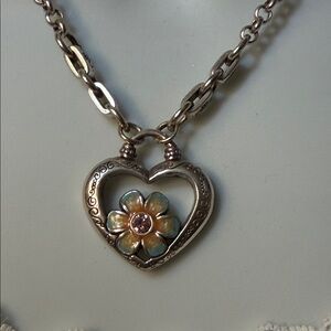 Brighton Heart Pendant Necklace with Flower Design 150